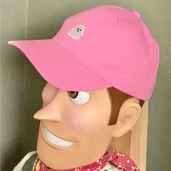 New Adult Sz Pink Ghost Halloween Embroidered Baseball Cap Hat - Boo Basket Gift - Picture 3 of 9